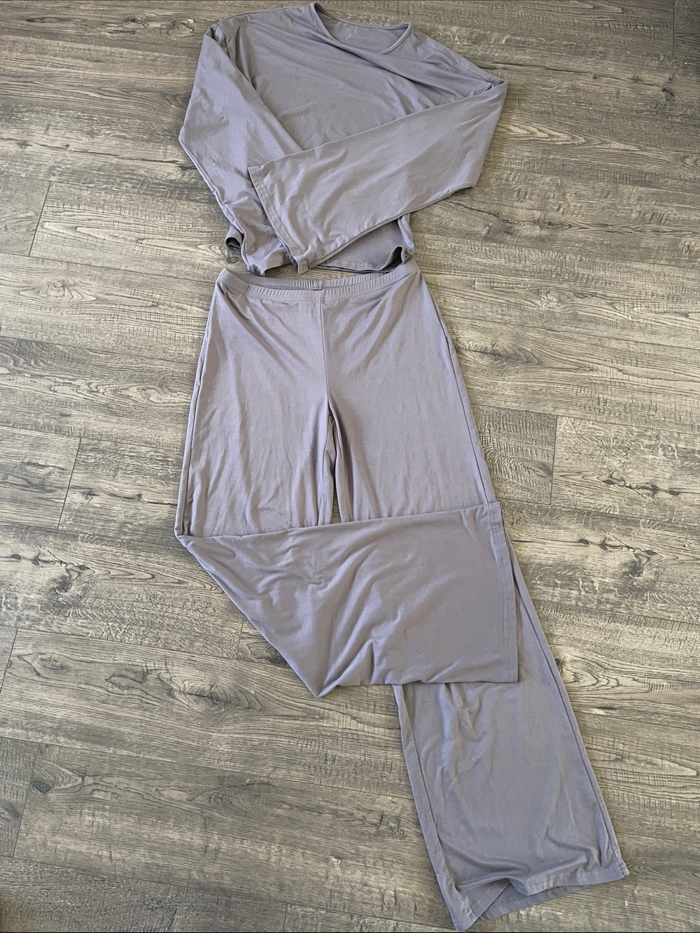 Relaxed High-Waist Track Pants in Lavender Gray - Picture 1 of 3